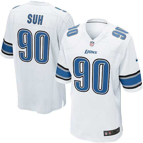 Nike Men & Women & Youth Lions #90 SUH White Team Color Game Jersey