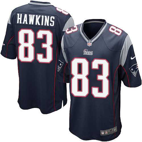 Nike Men & Women & Youth Patriots #83 Hawkins Navy Blue Team Color Game Jersey