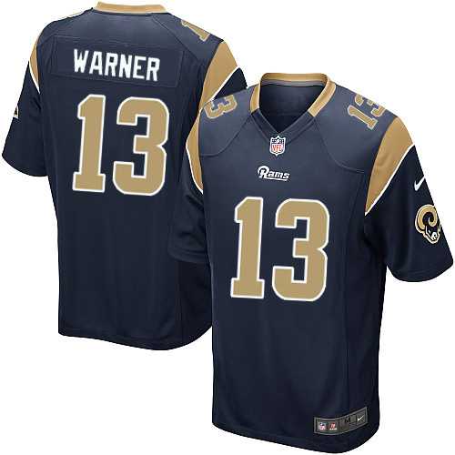 Nike Men & Women & Youth Rams #13 Warner Navy Team Color Game Jersey