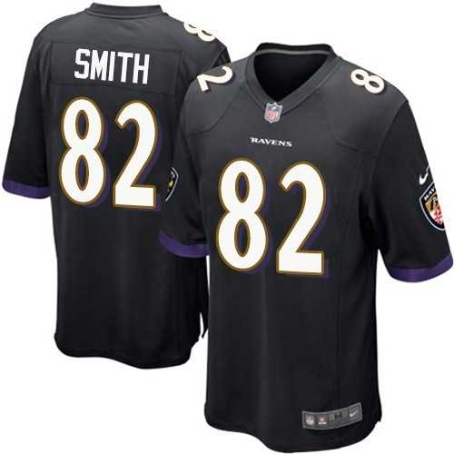 Nike Men & Women & Youth Ravens #82 Smith Black Team Color Game Jersey