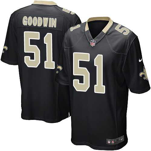 Nike Men & Women & Youth Saints #51 Goodwin Black Team Color Game Jersey