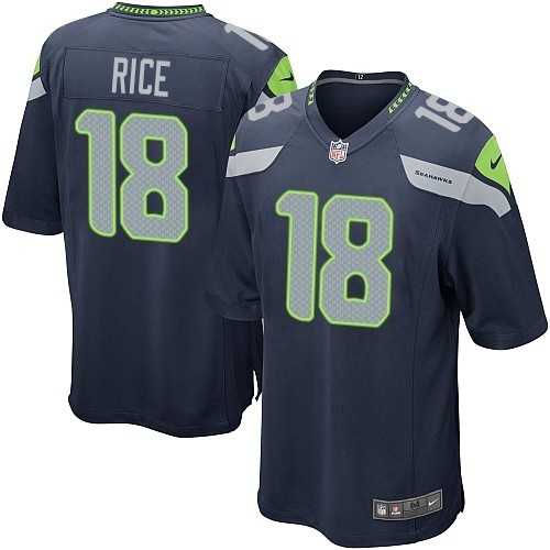 Nike Men & Women & Youth Seahawks #18 Rice Navy Blue Team Color Game Jersey
