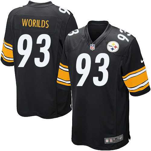 Nike Men & Women & Youth Steelers #93 Worilds Black Team Color Game Jersey