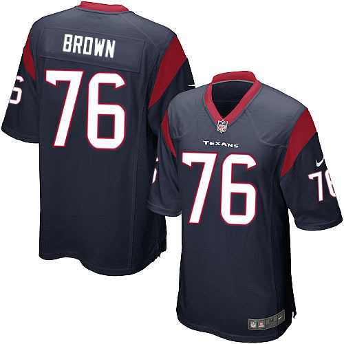 Nike Men & Women & Youth Texans #76 Brown Navy Team Color Game Jersey
