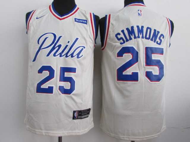 76ers 25 Ben Simmons White Nike Swingman Stitched NBA Jersey