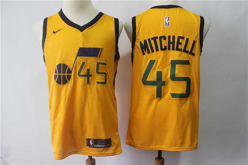 Jazz 45 Donovan Mitchell Yellow Nike Swingman Stitched NBA Jersey(Without the sponsor's logo)