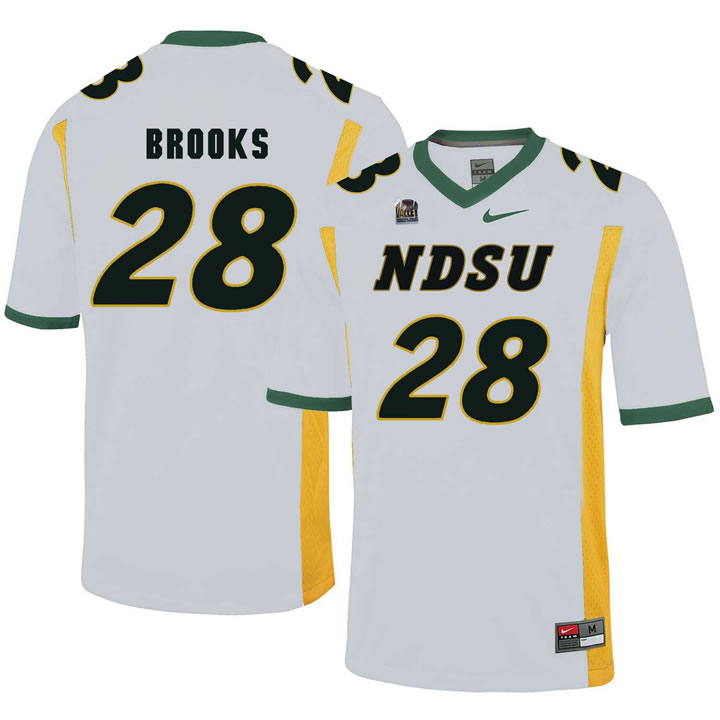 North Dakota State Bison 28 Ty Brooks White College Football Jersey Dzhi