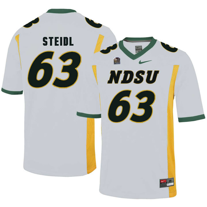 North Dakota State Bison 63 Aaron Steidl White College Football Jersey Dzhi