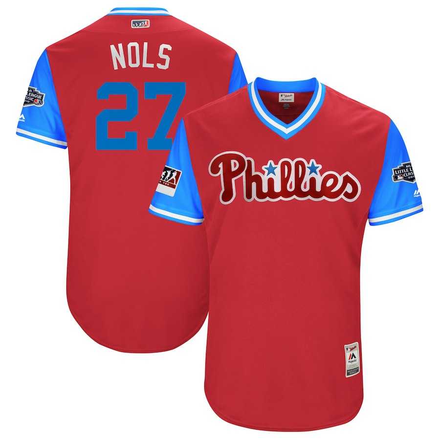 Phillies 27 Aaron Nola Nols Red 2018 Players Weekend Stitched Jersey Dzhi