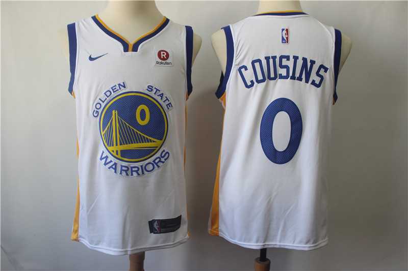 Warriors 0 DeMarcus Cousins White Nike Swingman Stitched NBA Jersey
