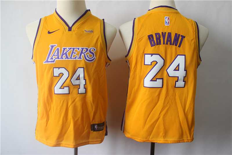 Youth Lakers 24 Kobe Bryant Gold Nike Swingman Stitched NBA Jersey