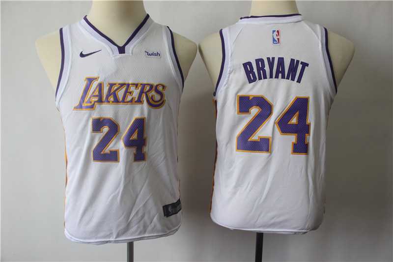 Youth Lakers 24 Kobe Bryant White Nike Swingman Stitched NBA Jersey