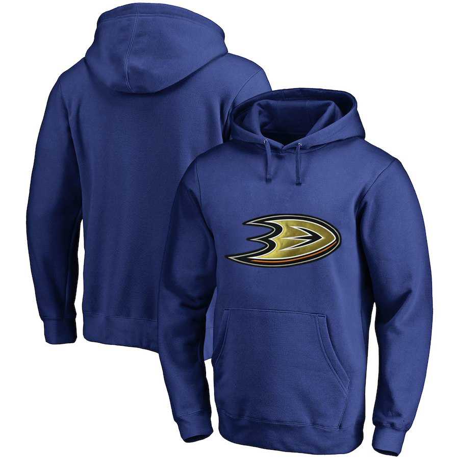 Men's Customized Anaheim Ducks Blue All Stitched Pullover Hoodie