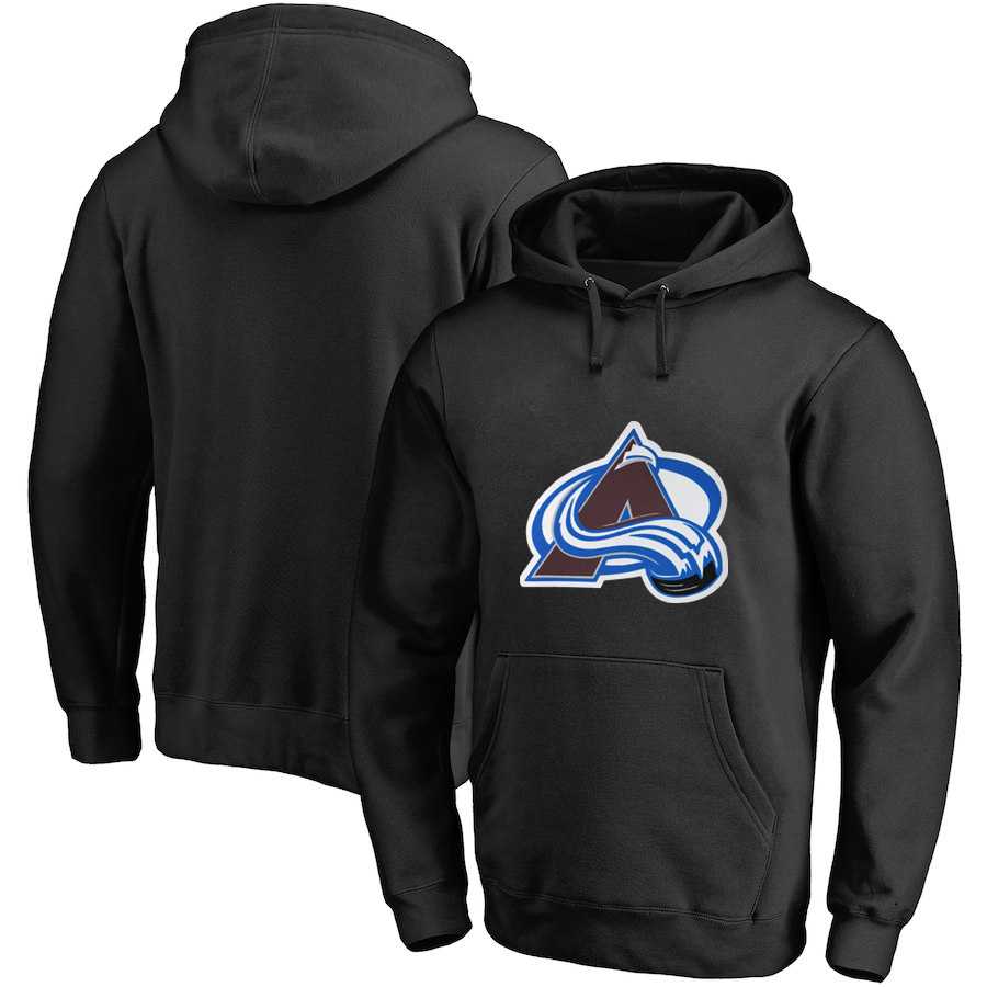 Men's Customized Colorado Avalanche Black All Stitched Pullover Hoodie