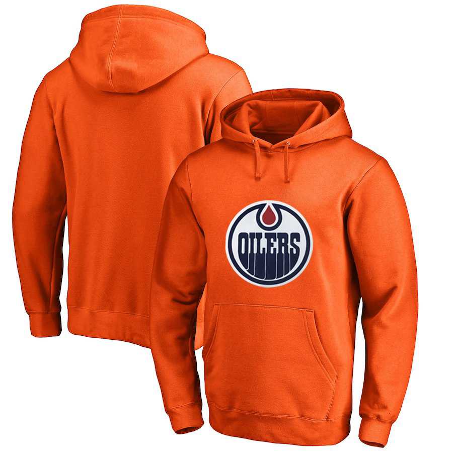Men's Customized Edmonton Oilers Orange All Stitched Pullover Hoodie