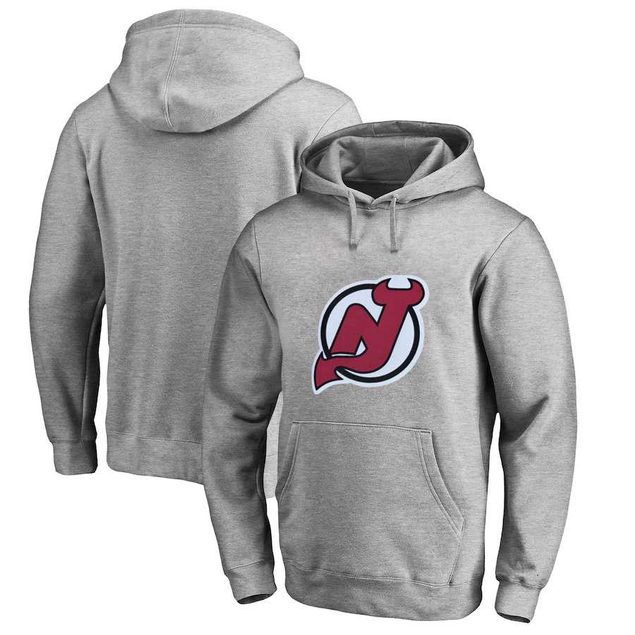 Men's Customized New Jersey Devils Gray All Stitched Pullover Hoodie