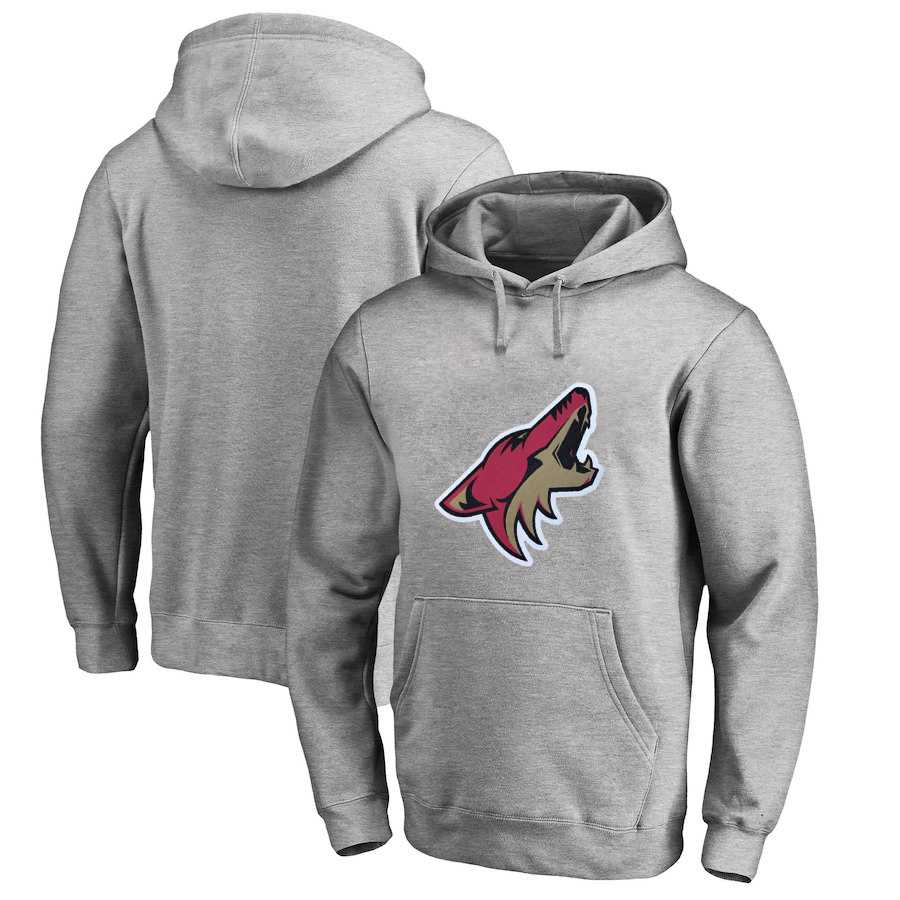 Men's Customized Phoenix Coyotes Gray All Stitched Pullover Hoodie