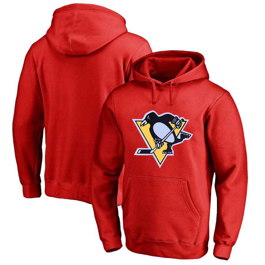 Men's Customized Pittsburgh Penguins Red All Stitched Pullover Hoodie