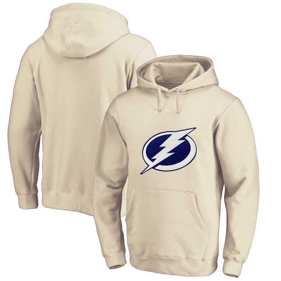 Men's Customized Tampa Bay Lightning Cream All Stitched Pullover Hoodie