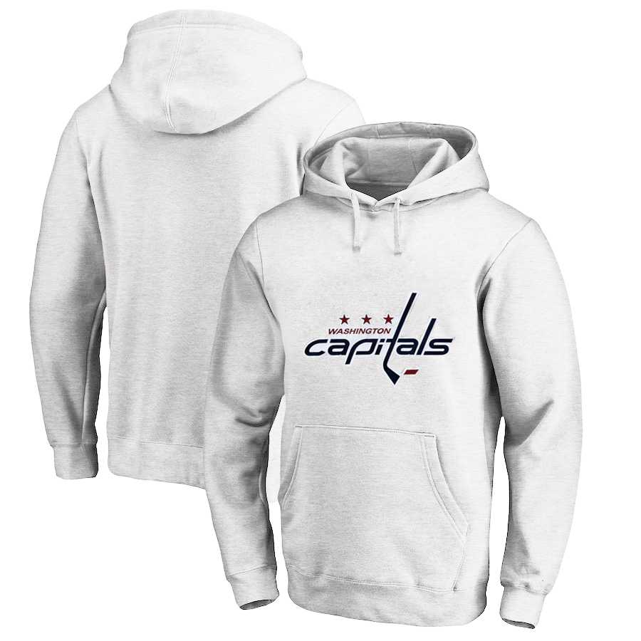 Men's Customized Washington Capitals White All Stitched Pullover Hoodie