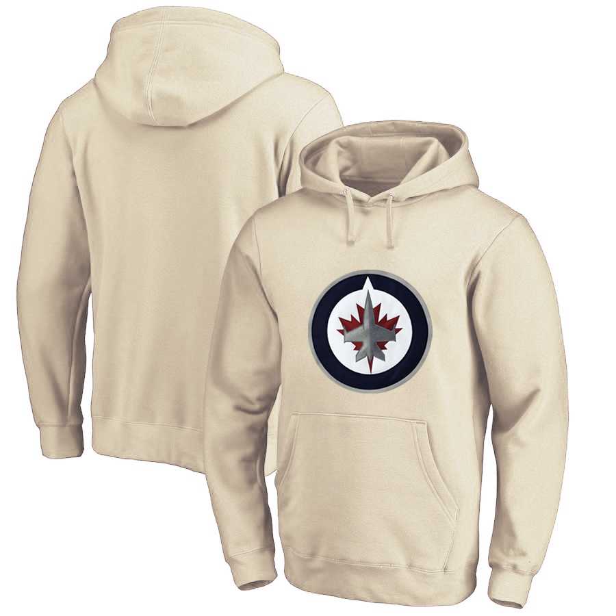 Men's Customized Winnipeg Jets Cream All Stitched Pullover Hoodie