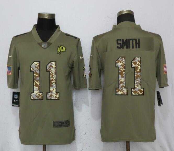 Nike Redskins 11 Alex Smith Olive Camo Salute To Service Limited Jersey