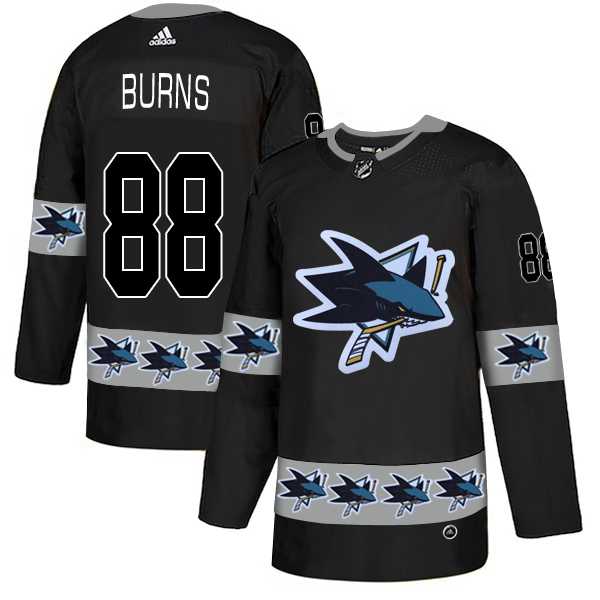 Sharks 88 Brent Burns Black Team Logos Fashion Adidas Jersey Xhuo