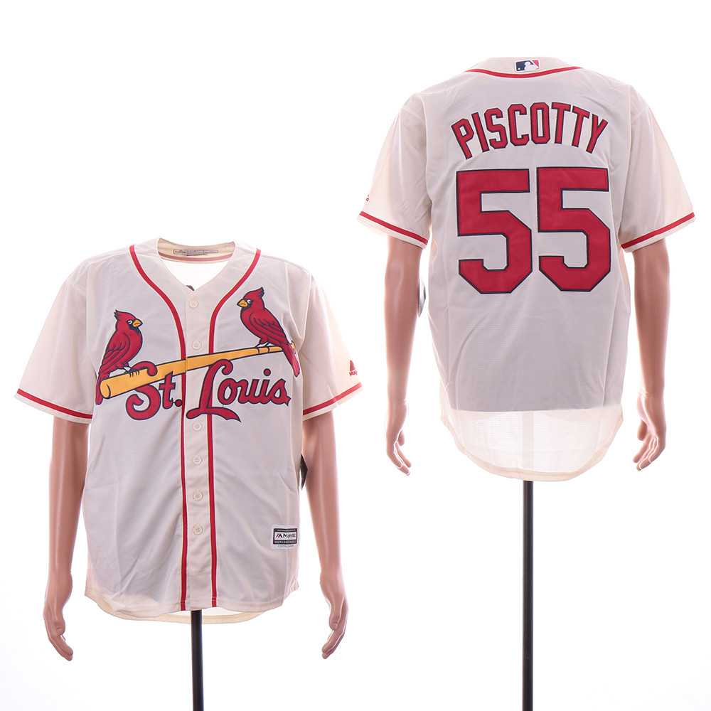 Cardinals 55 Stephen Piscotty Cream Cool Base Jersey Sguo