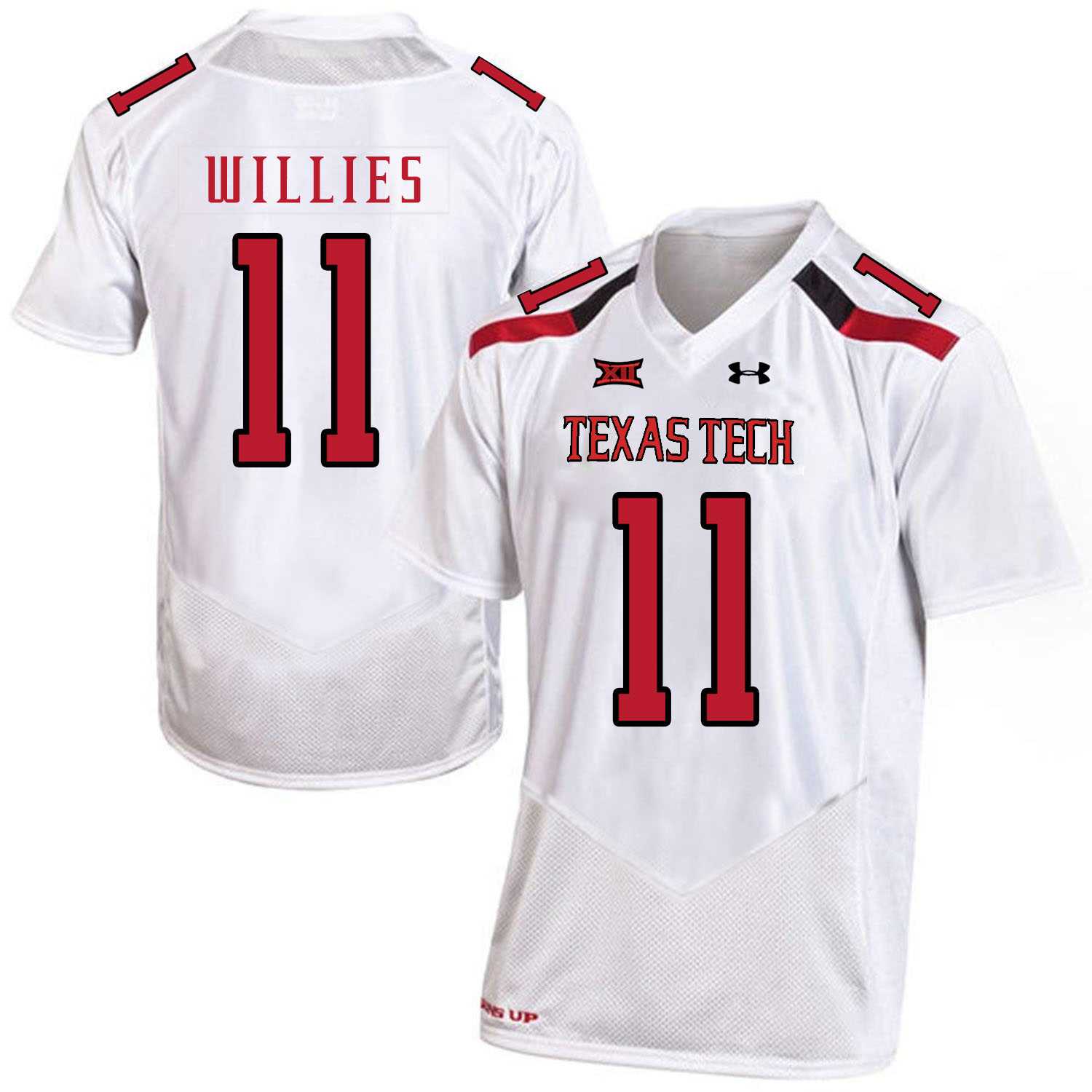 Texas Tech Red Raiders 11 Derrick Willies White College Football Jersey Dzhi