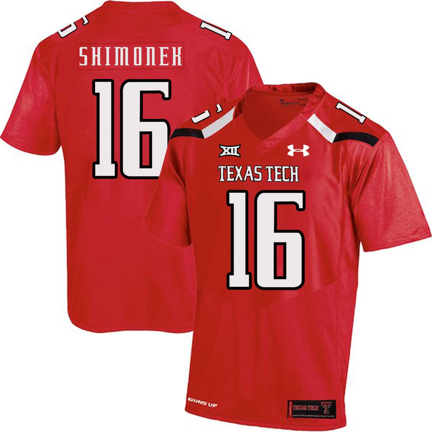Texas Tech Red Raiders 16 Nic Shimonek Red College Football Jersey Dzhi