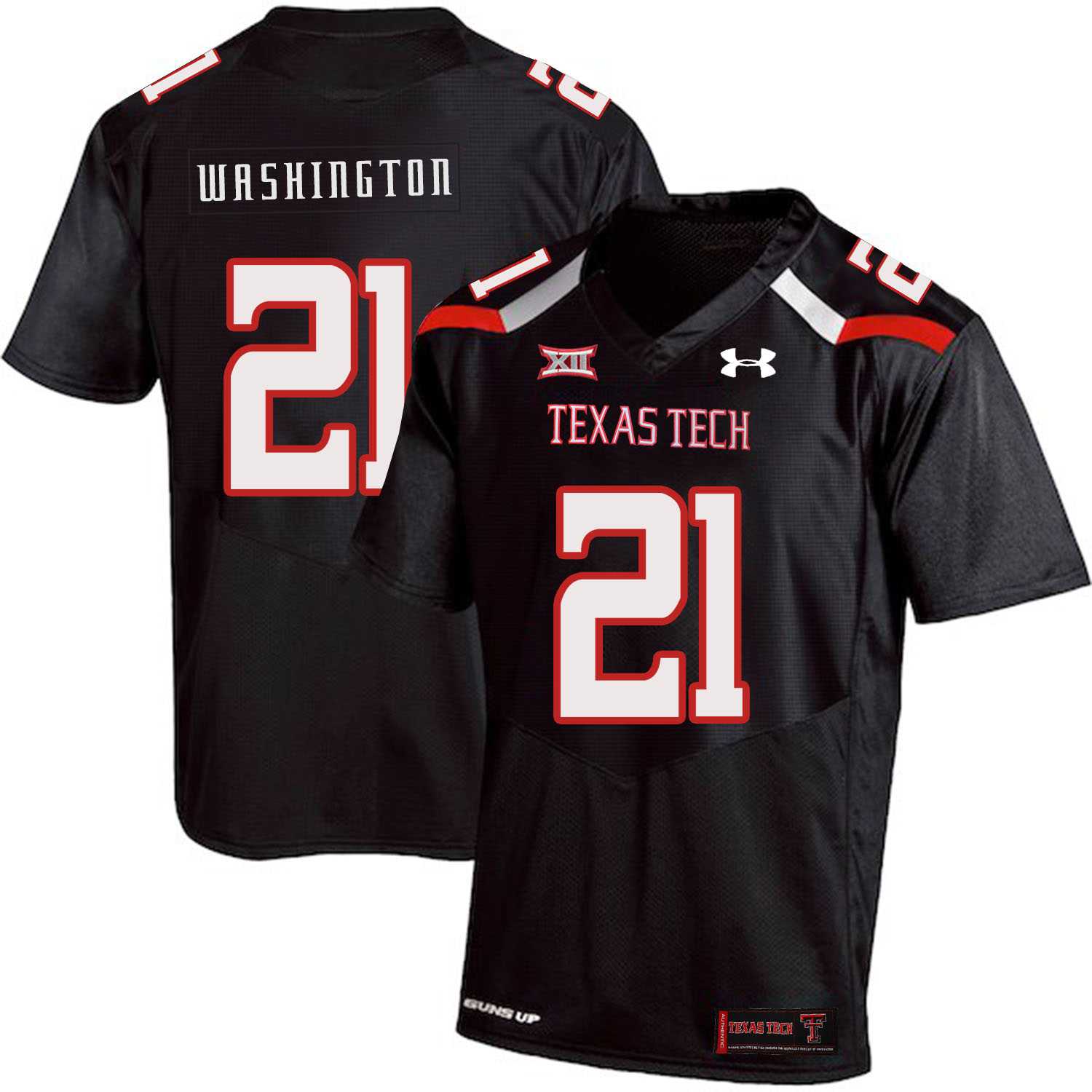 Texas Tech Red Raiders 21 DeAndre Washington Black College Football Jersey Dzhi