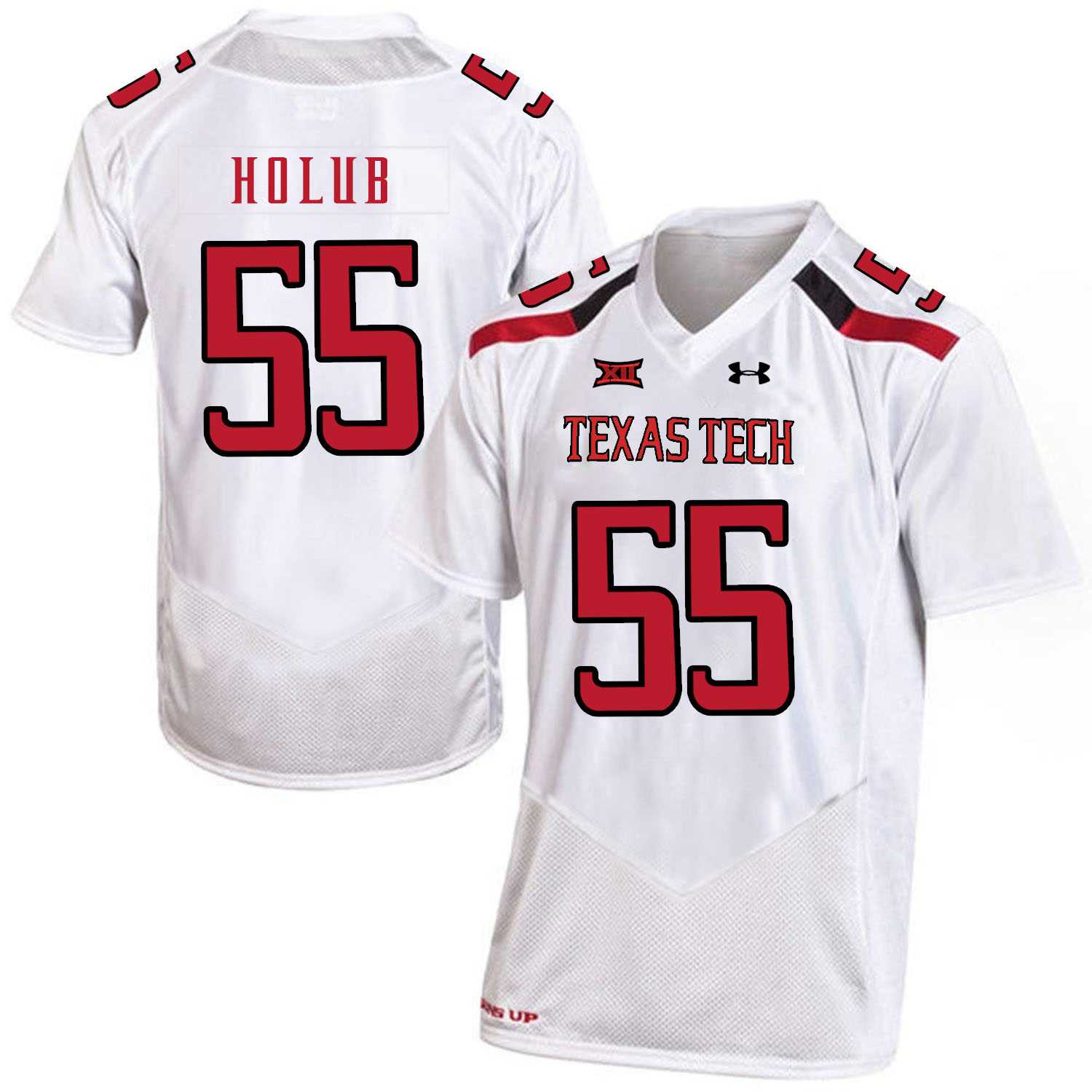 Texas Tech Red Raiders 55 E.J. Holub White College Football Jersey Dzhi