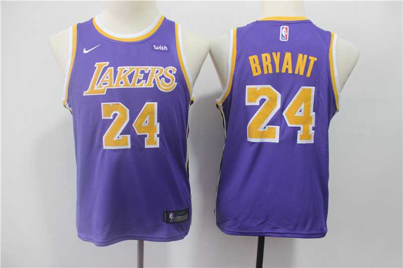 Youth Lakers 24 Kobe Bryant Purple 2018 19 Nike Swingman Jersey