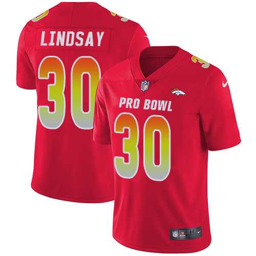 Nike AFC Broncos 30 Phillip Lindsay Red 2019 Pro Bowl Limited Jersey