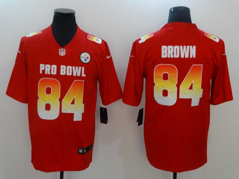 Nike AFC Steelers 84 Antonio Brown Red 2019 Pro Bowl Game Jersey
