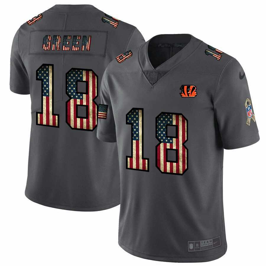 Nike Bengals 18 A.J. Green 2019 Salute To Service USA Flag Fashion Limited Jersey Dyin