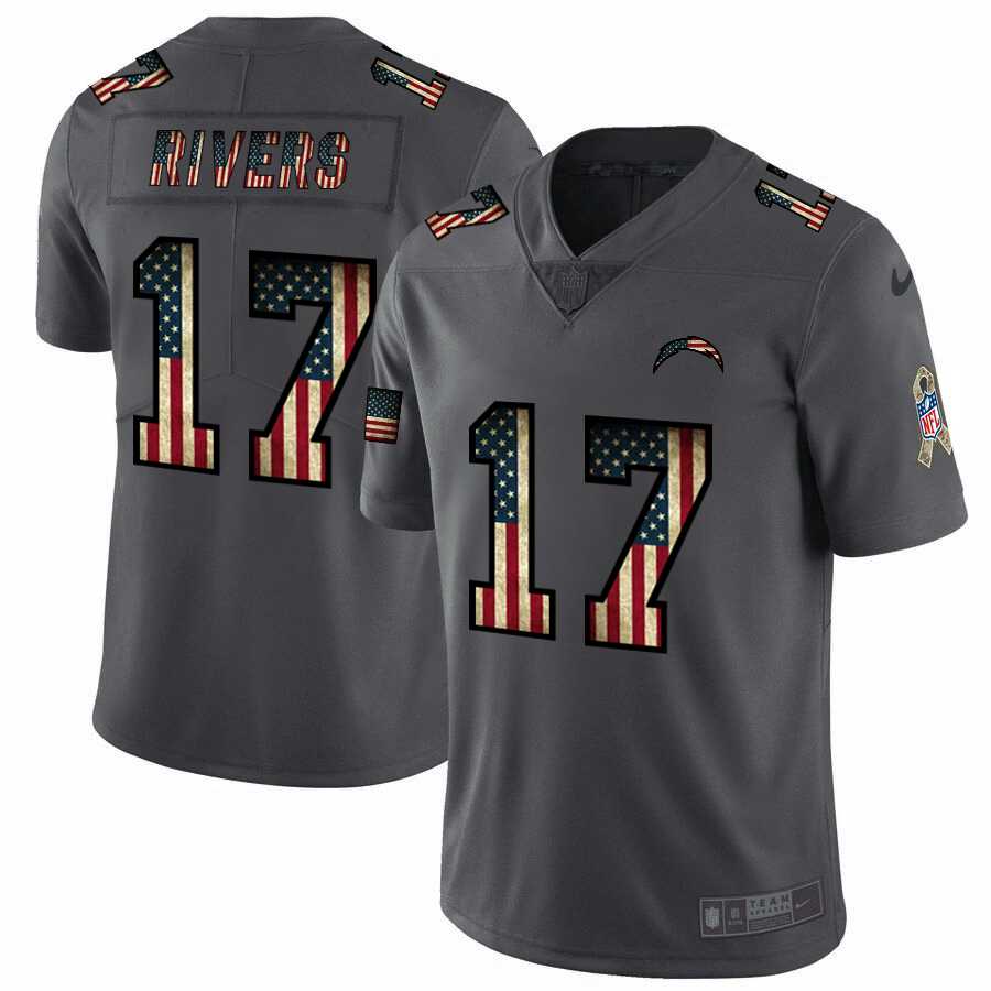 Nike Chargers 17 Philip Rivers 2019 Salute To Service USA Flag Fashion Limited Jersey Dyin