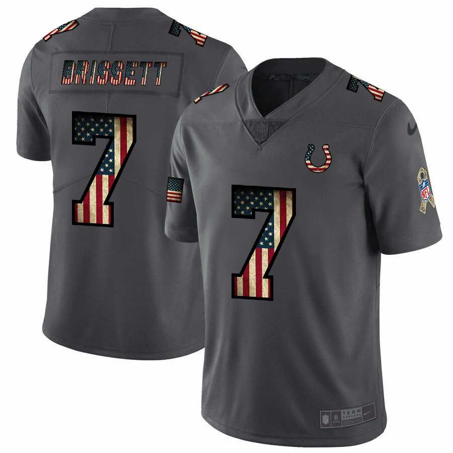 Nike Colts 7 Jacoby Brissett 2019 Salute To Service USA Flag Fashion Limited Jersey Dyin