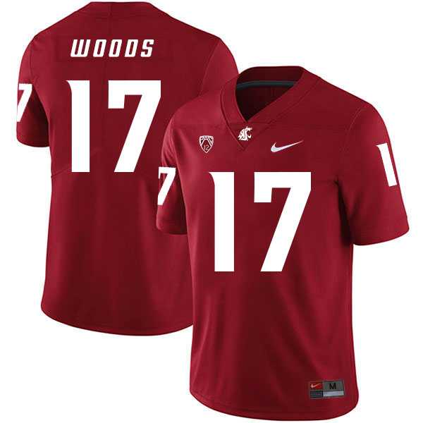 Washington State Cougars 17 Kassidy Woods Red College Football Jersey Dzhi