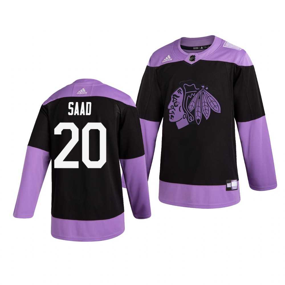 Blackhawks 20 Brandon Saad Black Purple Hockey Fights Cancer Adidas Jersey Dzhi