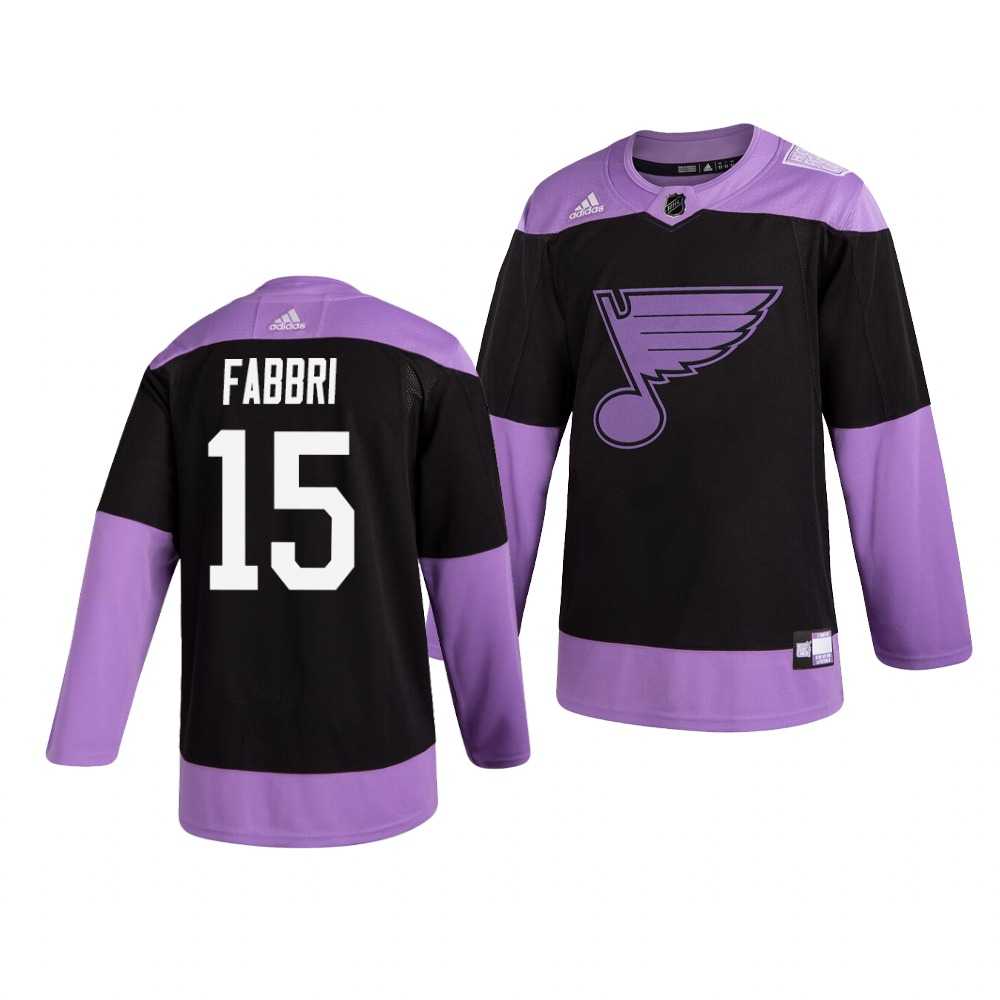 Blues 15 Robby Fabbri Black Purple Hockey Fights Cancer Adidas Jersey Dzhi