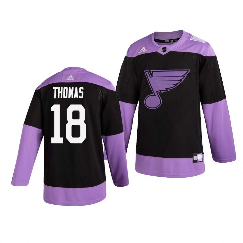 Blues 18 Robert Thomas Black Purple Hockey Fights Cancer Adidas Jersey Dzhi