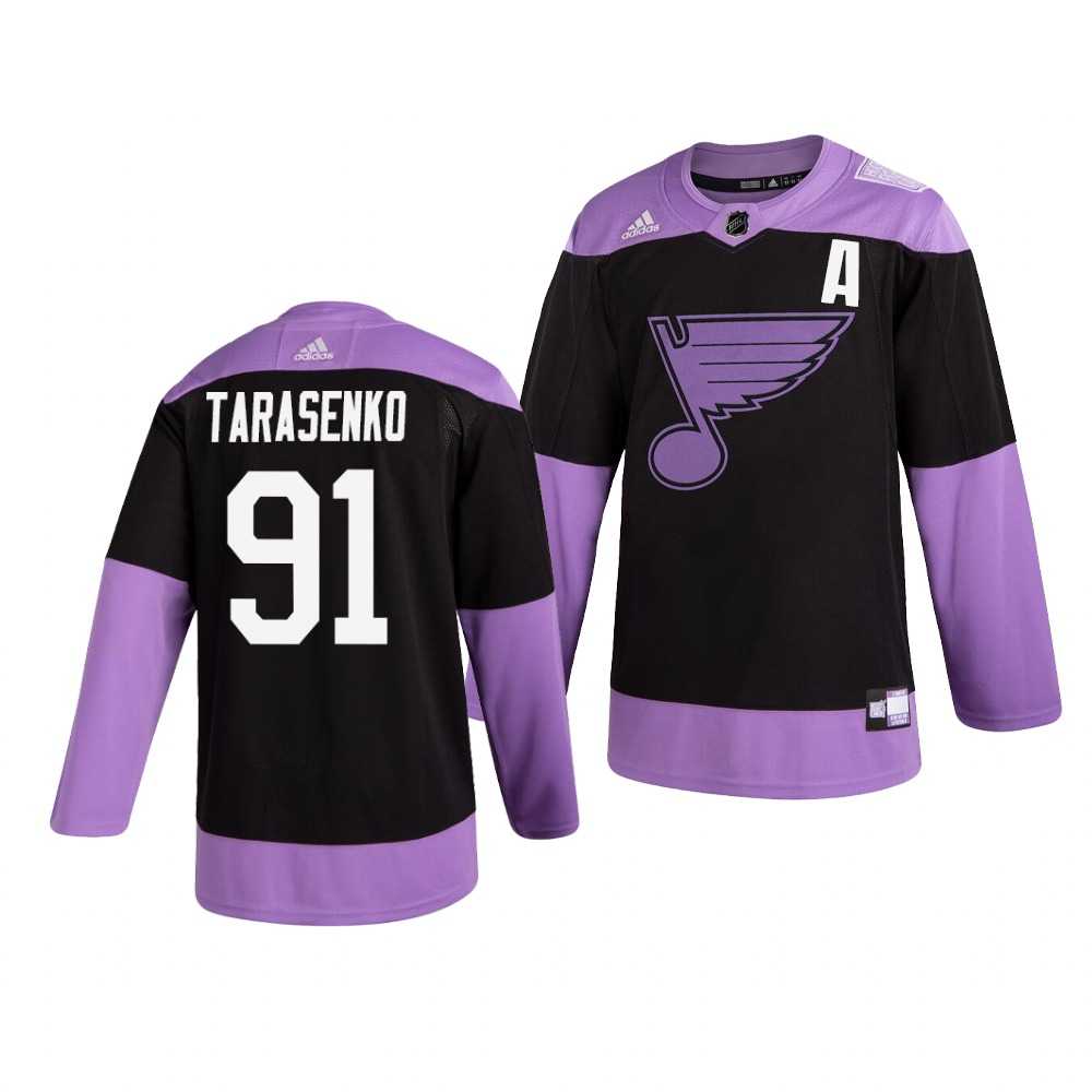 Blues 91 Vladimir Tarasenko Black Purple Hockey Fights Cancer Adidas Jersey Dzhi