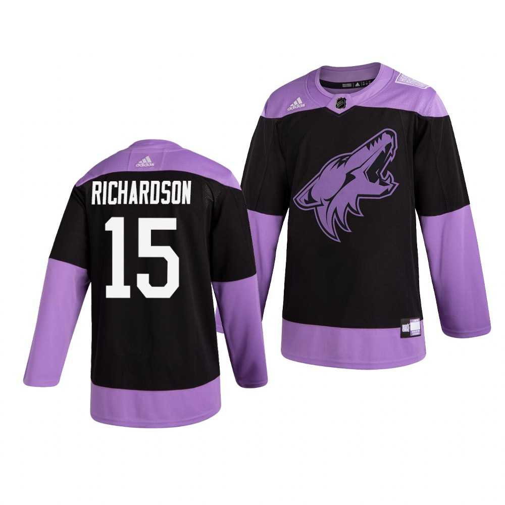 Coyotes 15 Brad Richardson Black Purple Hockey Fights Cancer Adidas Jersey Dzhi