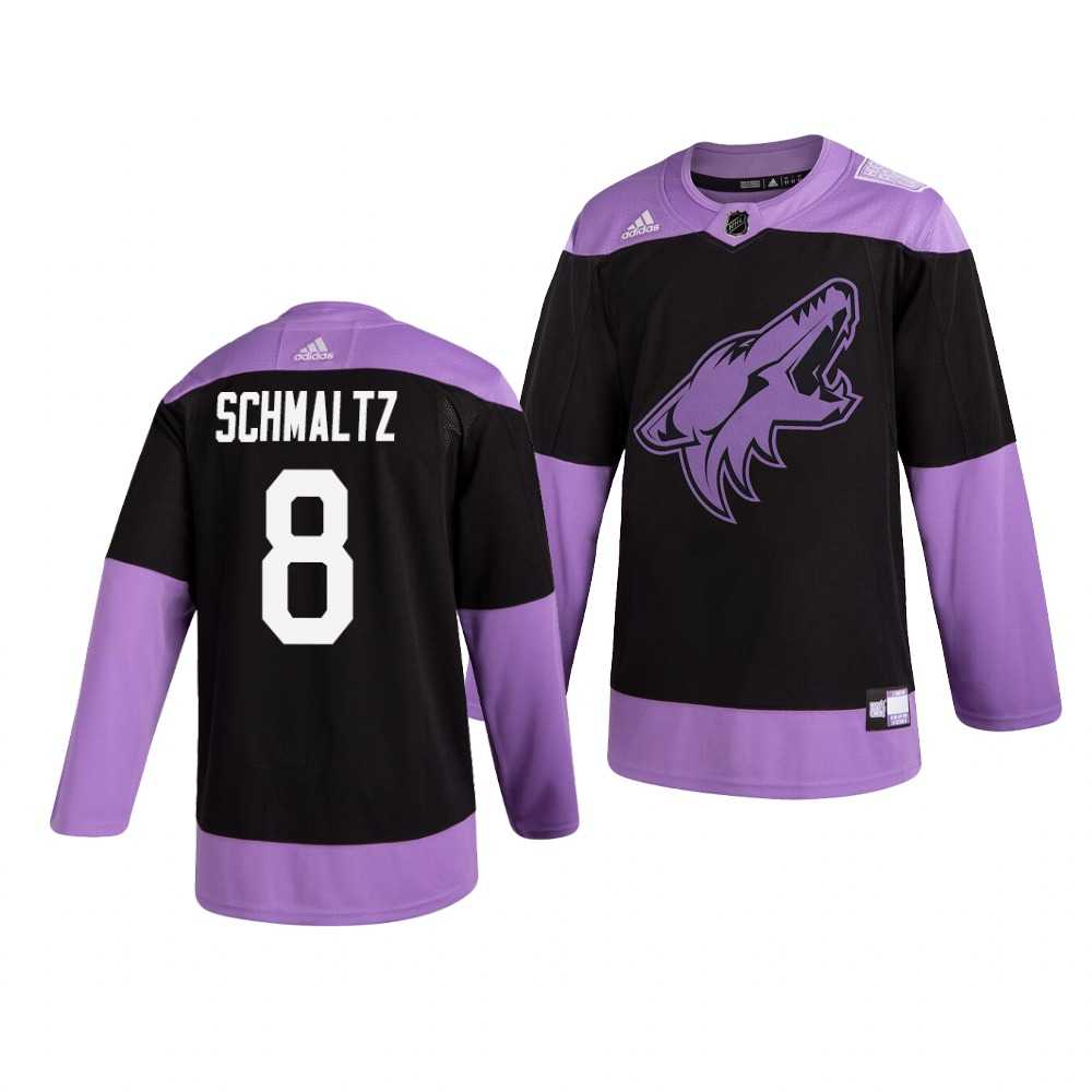 Coyotes 8 Nick Schmaltz Black Purple Hockey Fights Cancer Adidas Jersey Dzhi