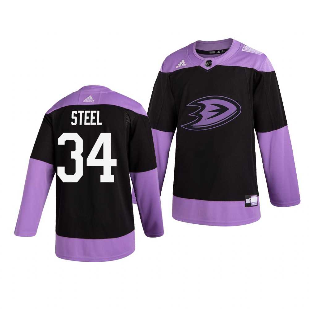 Ducks 34 Sam Steel Black Purple Hockey Fights Cancer Adidas Jersey Dzhi