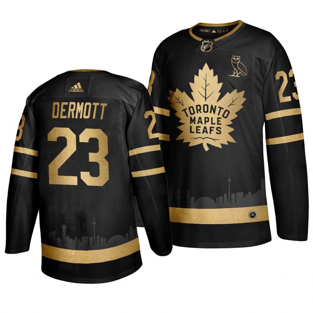 Maple Leafs 23 Travis Dermott Black With Special Glittery Logo Adidas Jersey Dzhi