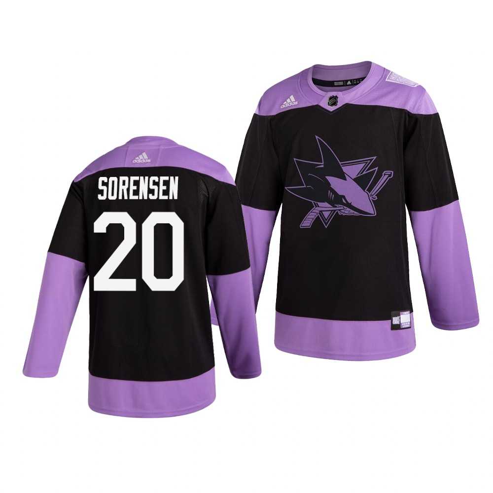 Sharks 20 Marcus Sorensen Black Purple Hockey Fights Cancer Adidas Jersey Dzhi