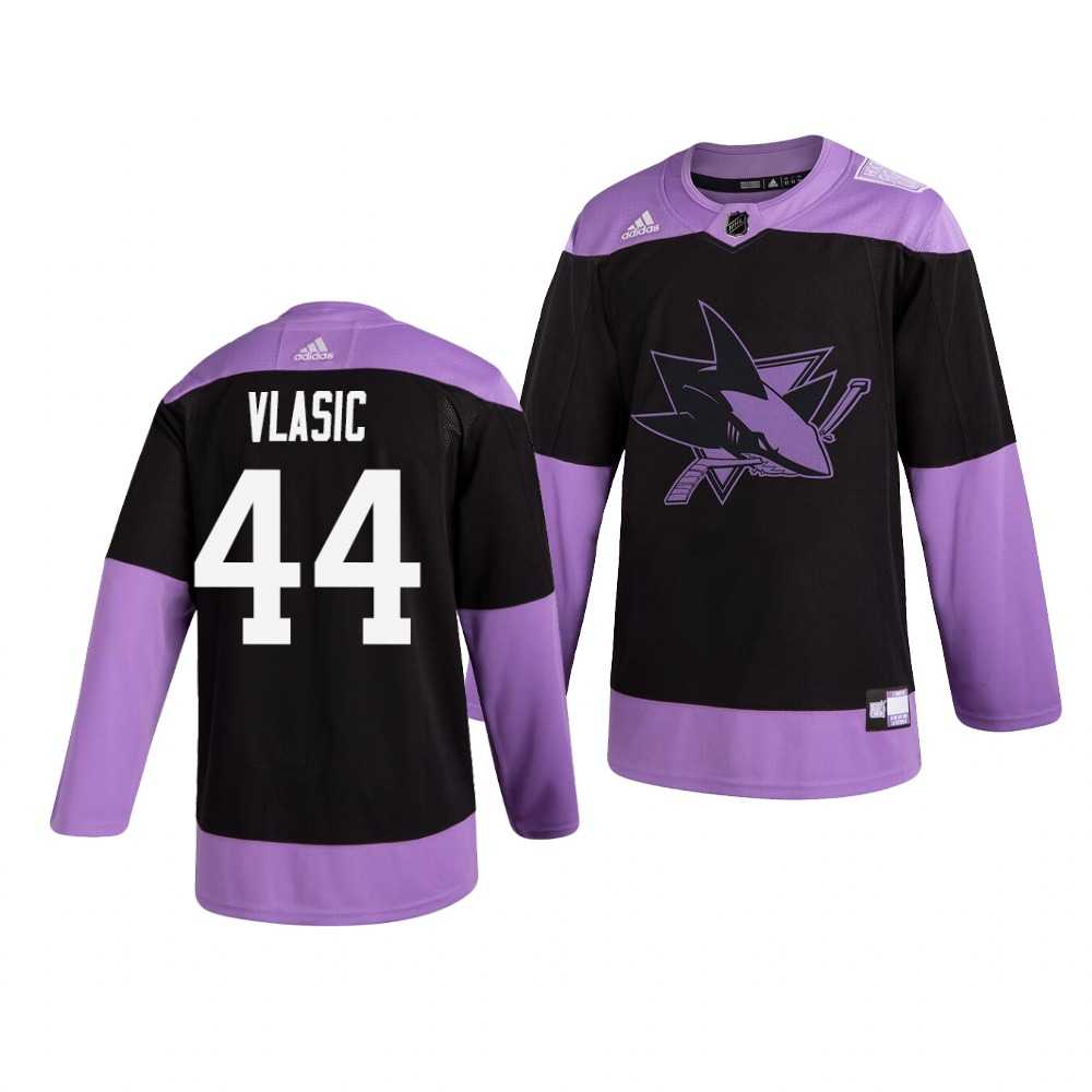 Sharks 44 Marc Edouard Vlasic Black Purple Hockey Fights Cancer Adidas Jersey Dzhi