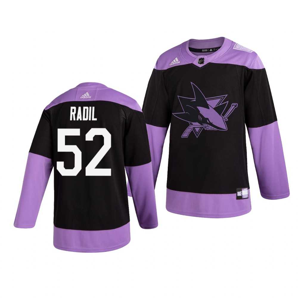 Sharks 52 Lukas Radil Black Purple Hockey Fights Cancer Adidas Jersey Dzhi